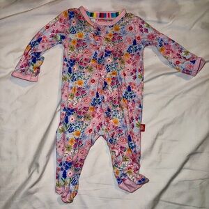 Magnetic Me Pink Floral Kids Footie - Preemie - EUC